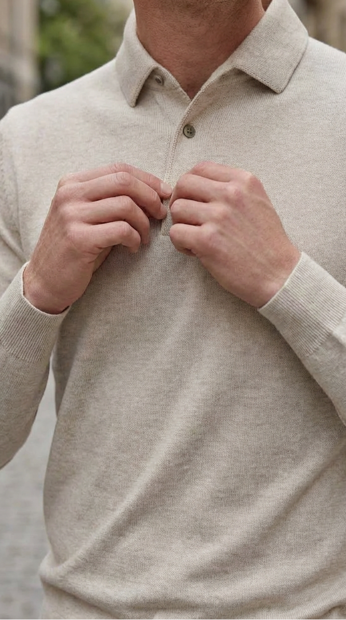 Beige luxury basic one piece polo