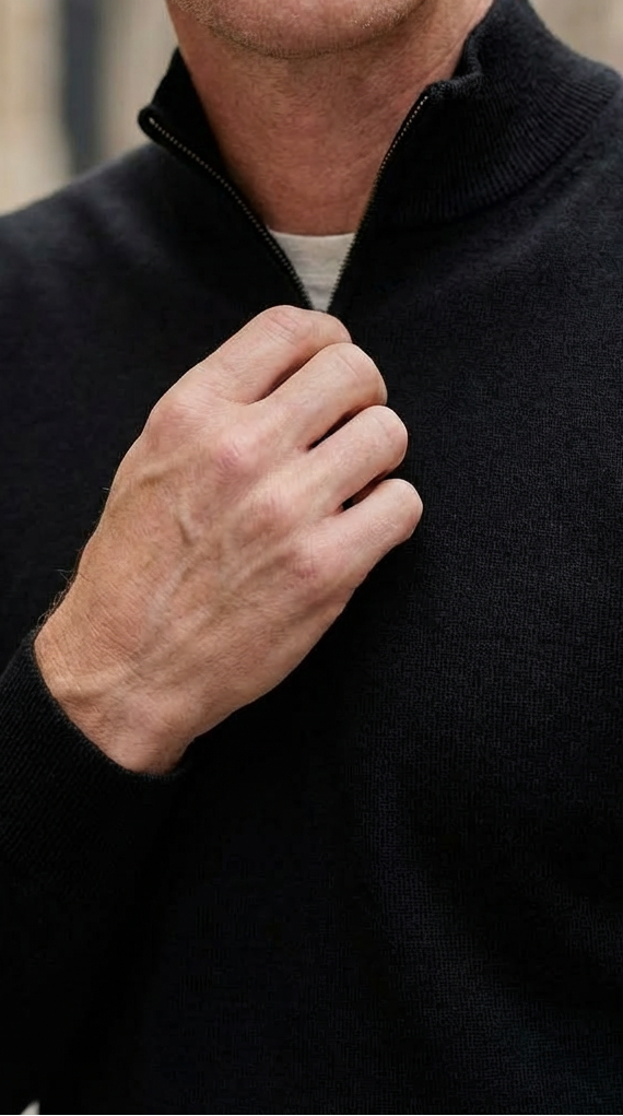 Black Half-Zip Pullover