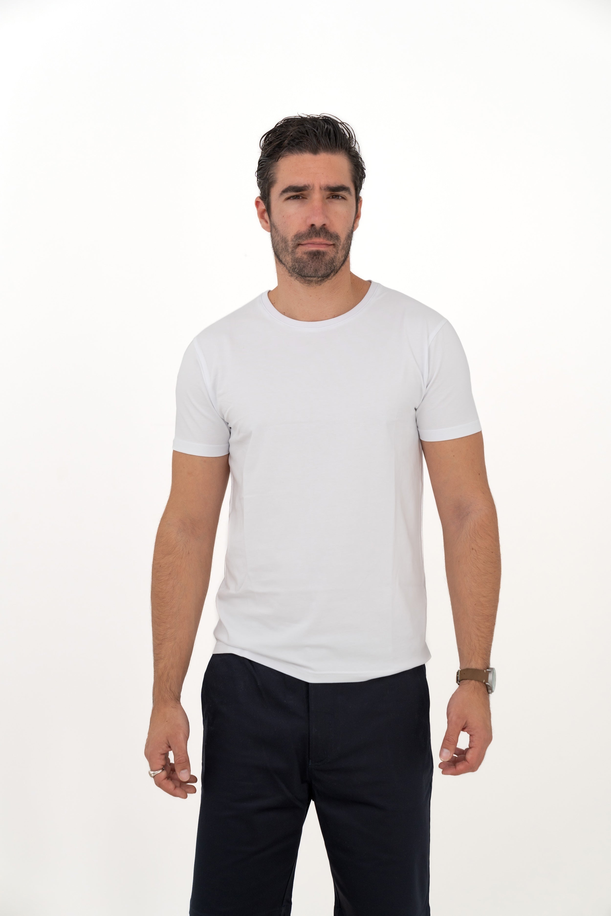 Wit onder T-shirt R-hals Slim Fit