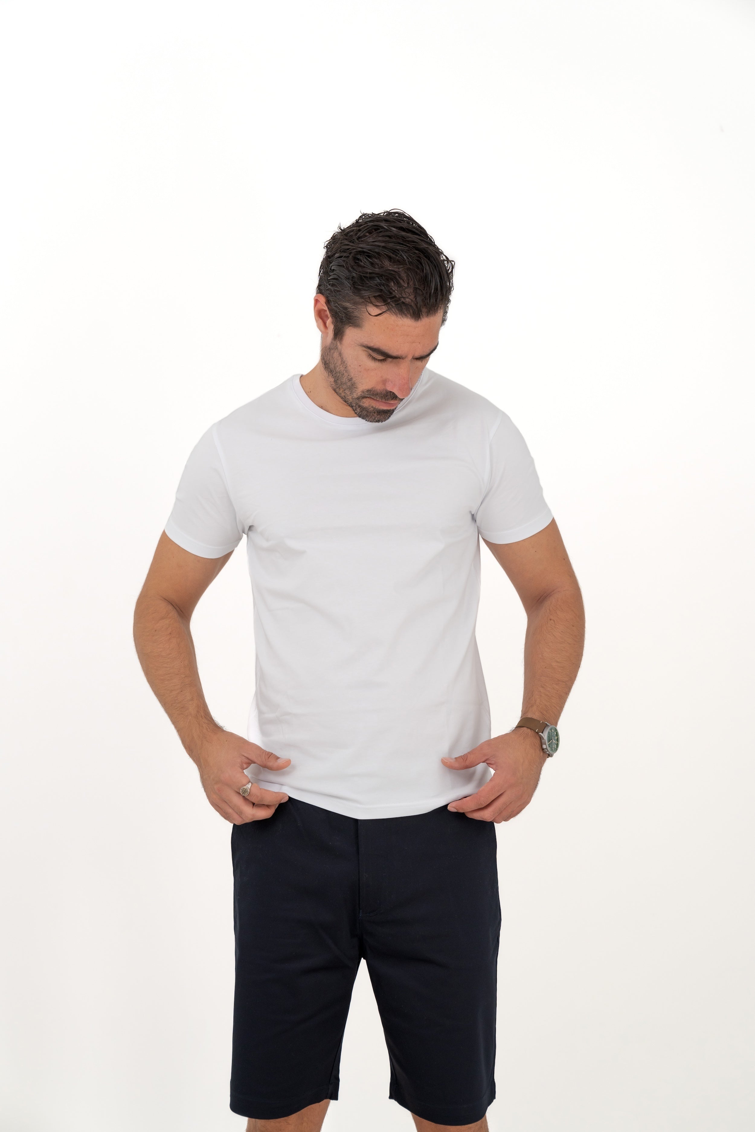 Wit onder T-shirt R-hals Slim Fit