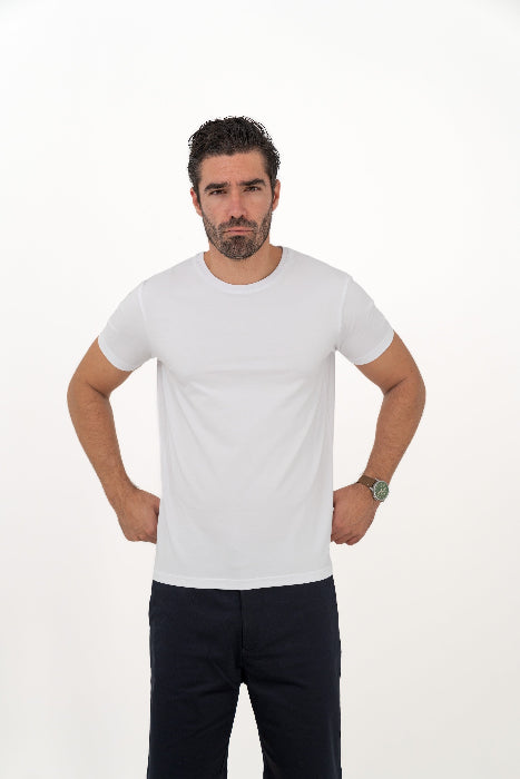 Wit onder T-shirt R-hals Slim Fit