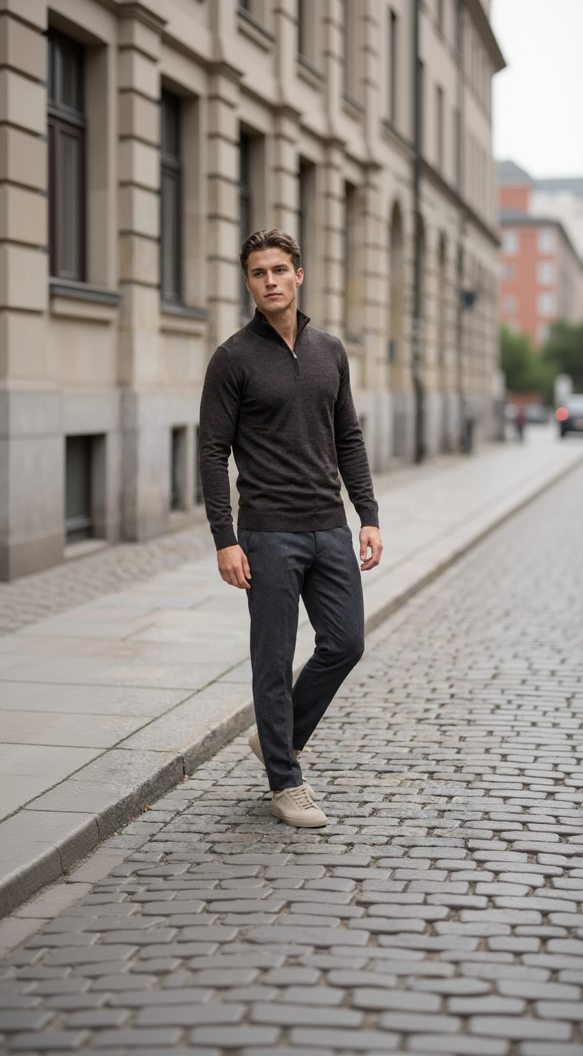 Dark Brown Half-Zip Pullover