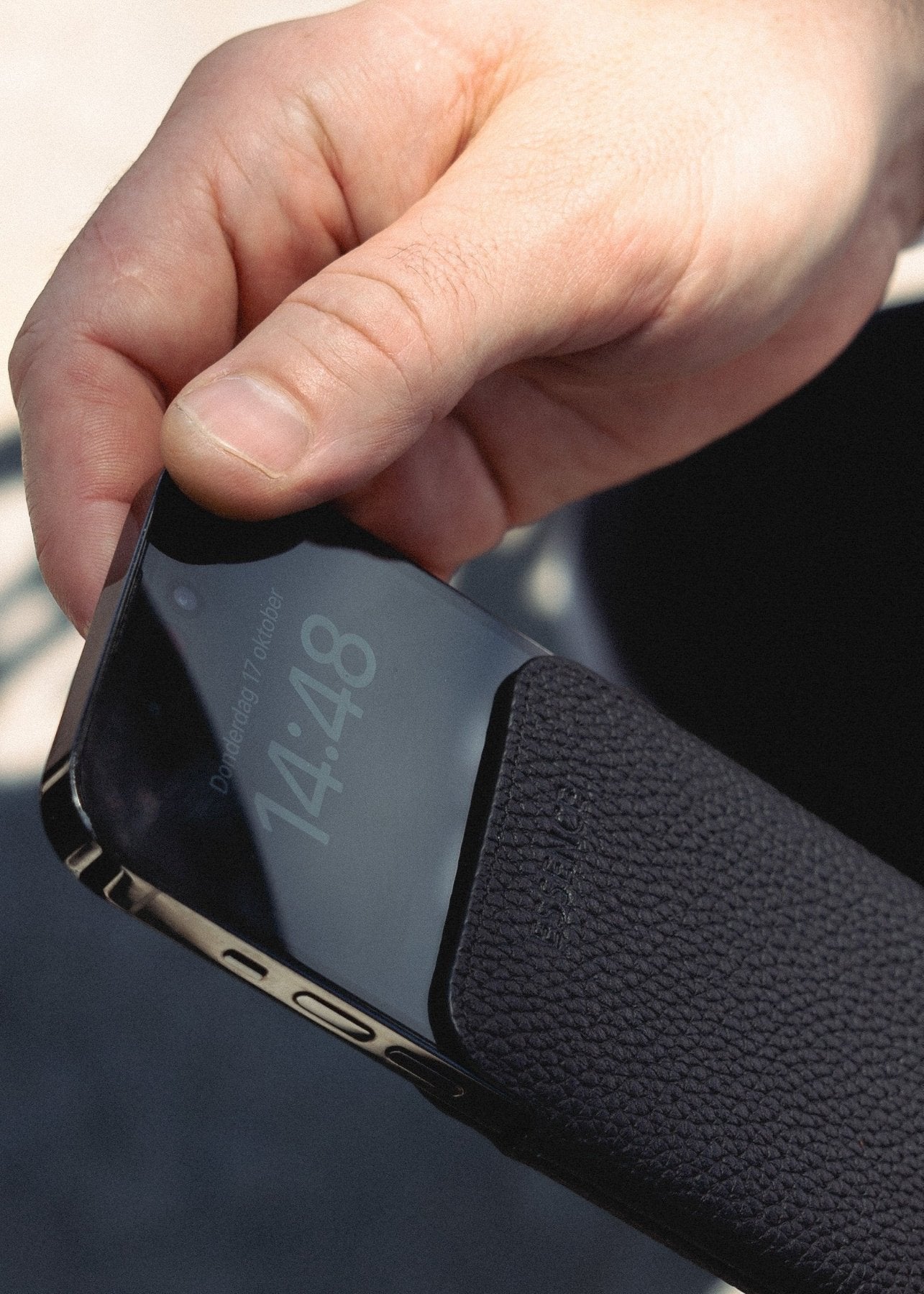 Leren iPhone-hoesje Zwart Pro
