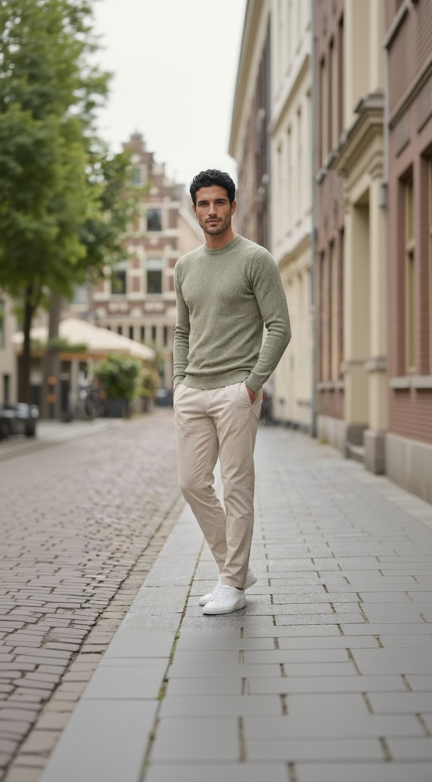 Green structure crewneck