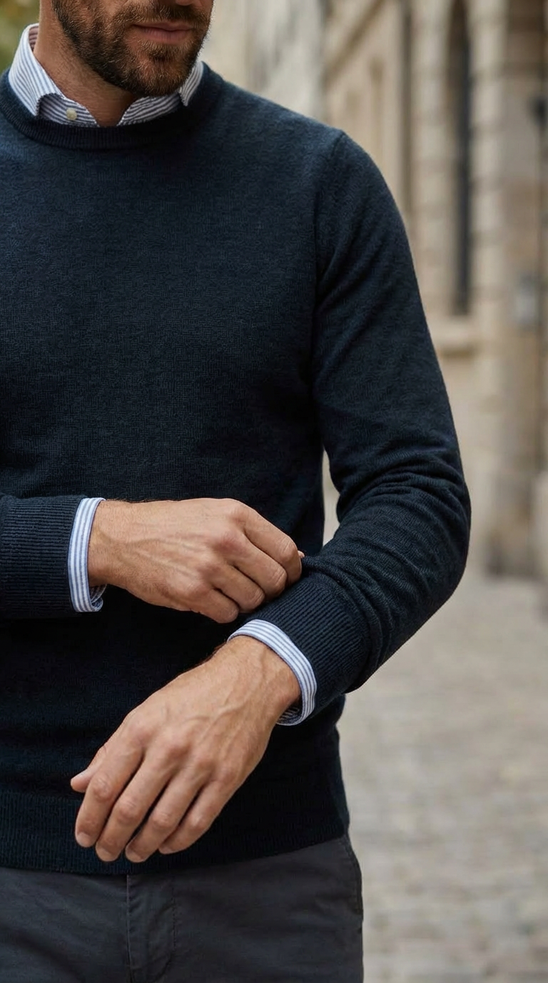 Navy structure crewneck