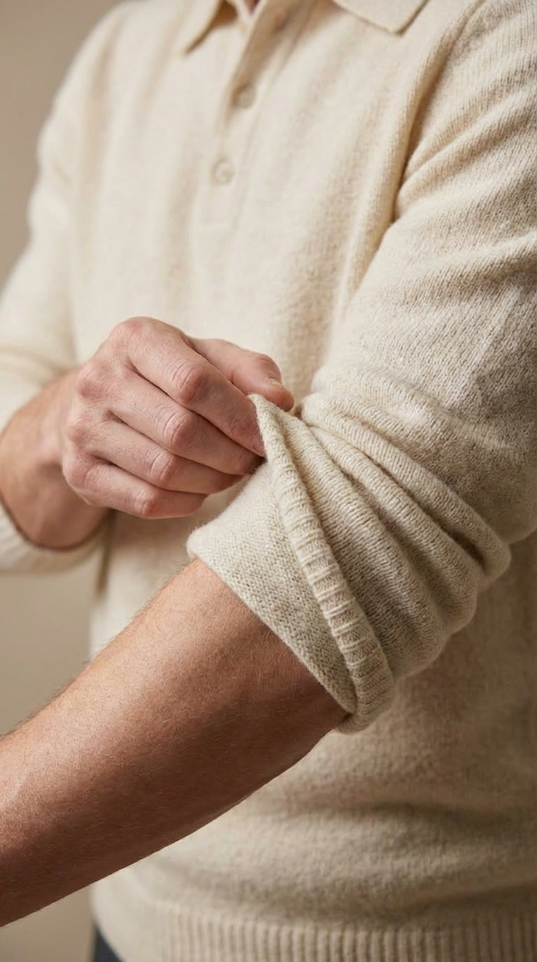 Beige boiled wool polo