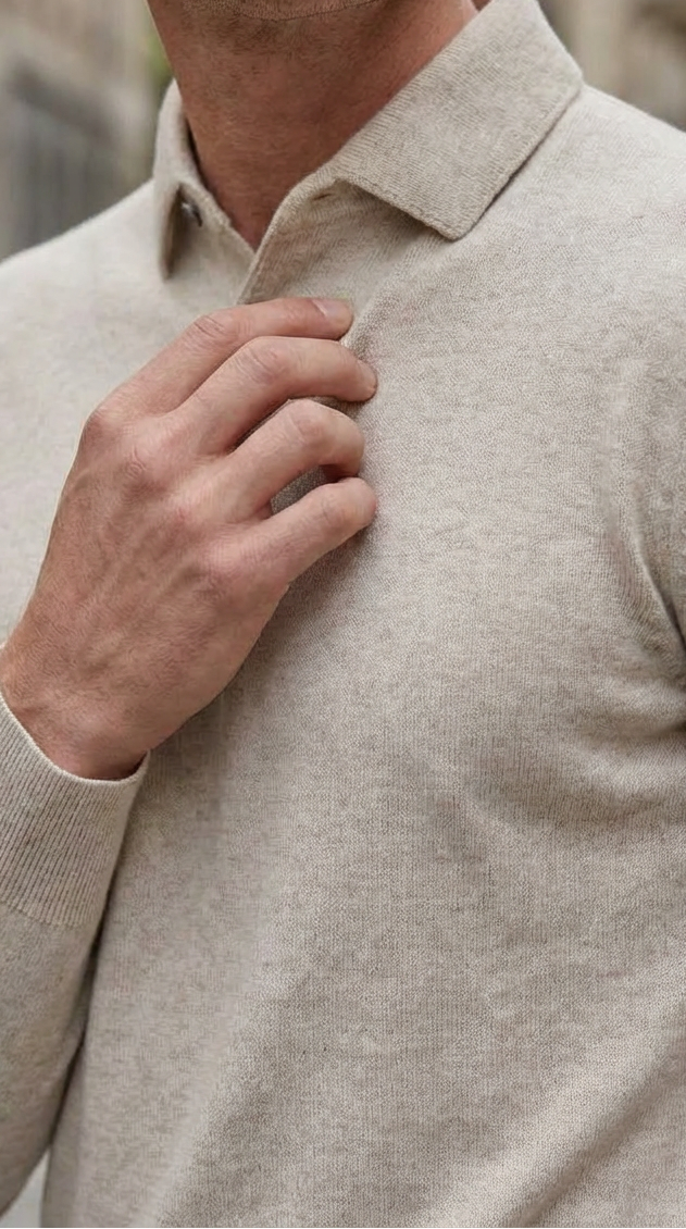 Beige luxury basic one piece polo