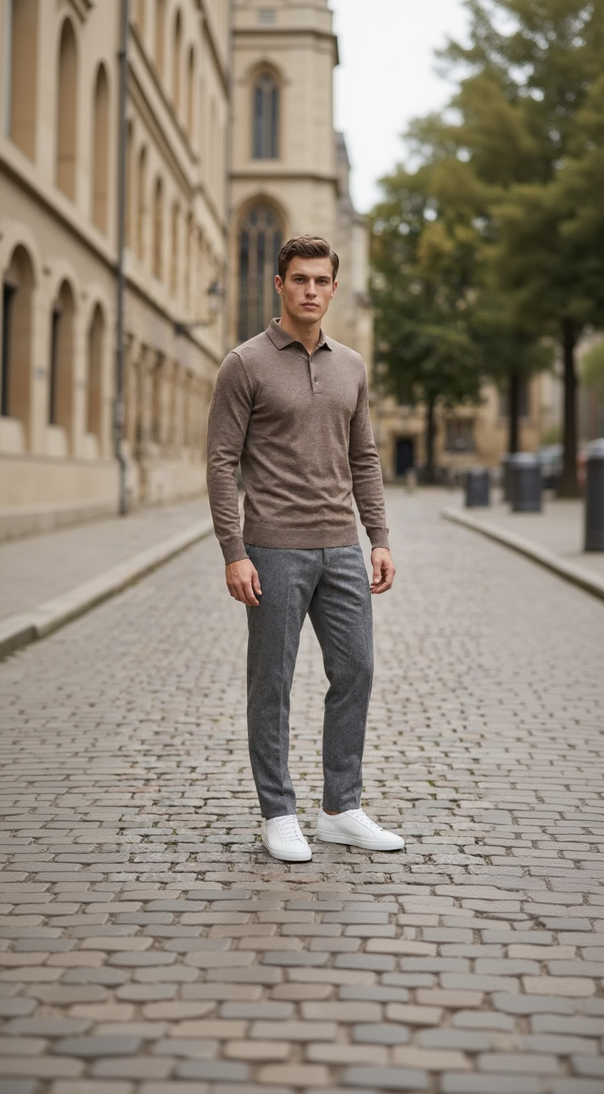 Brown luxury basic one piece polo