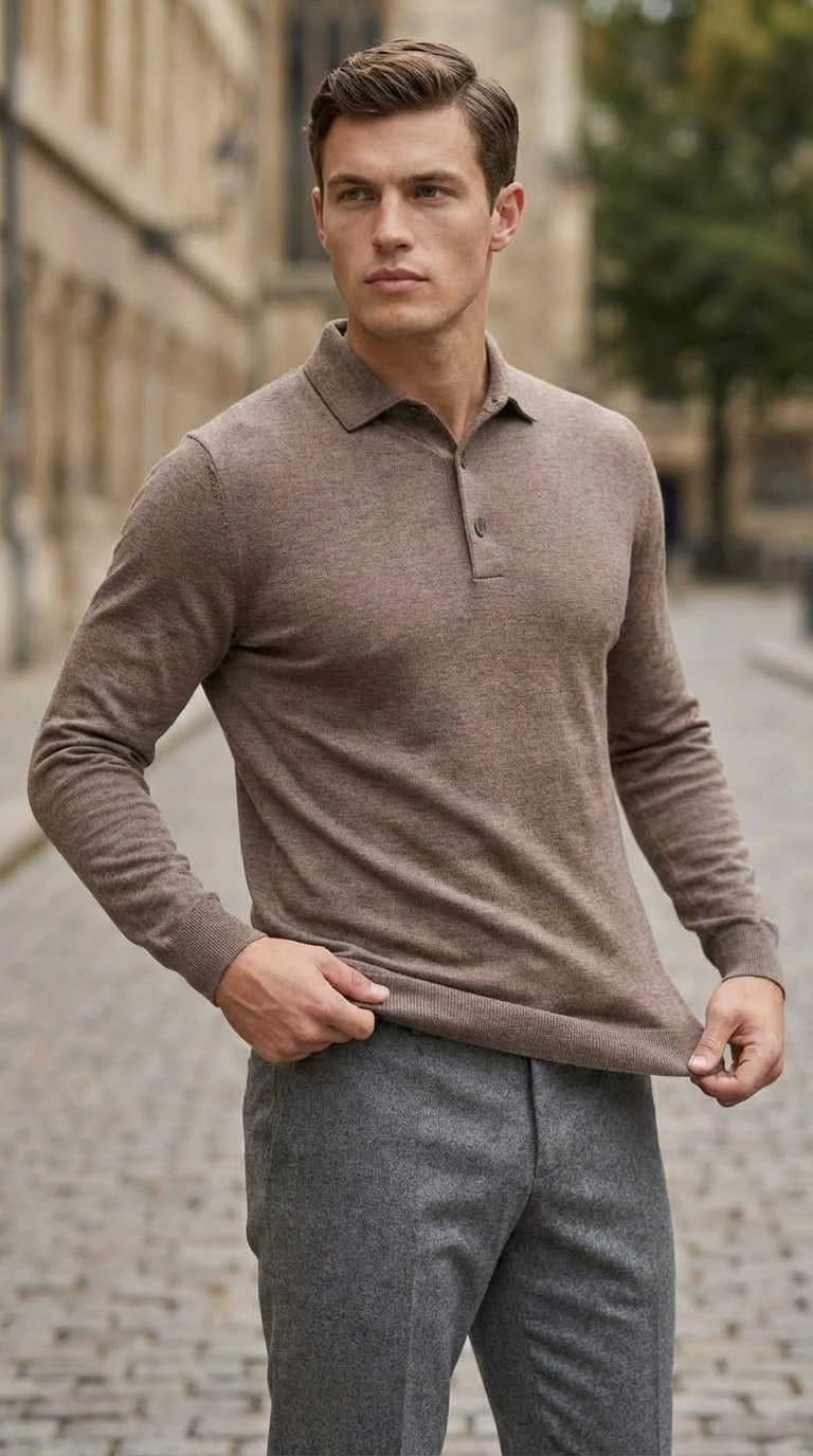 Brown luxury basic one piece polo