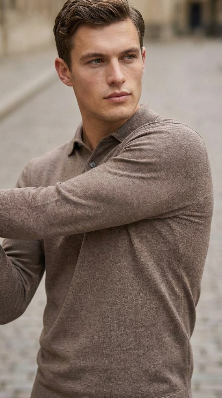 Brown luxury basic one piece polo