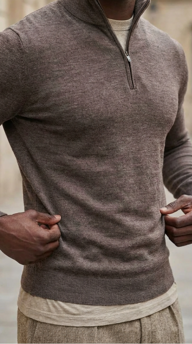 Brown Half-Zip Pullover