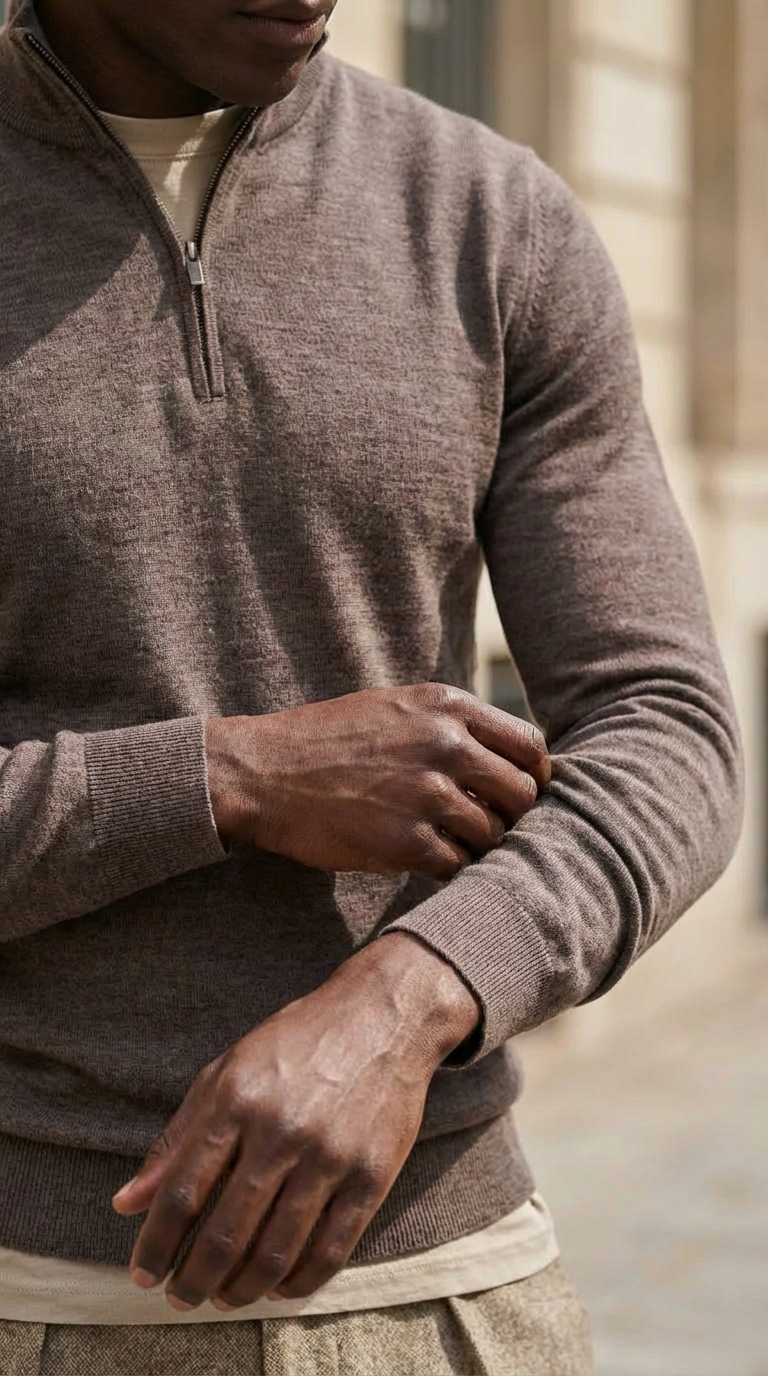 Brown Half-Zip Pullover