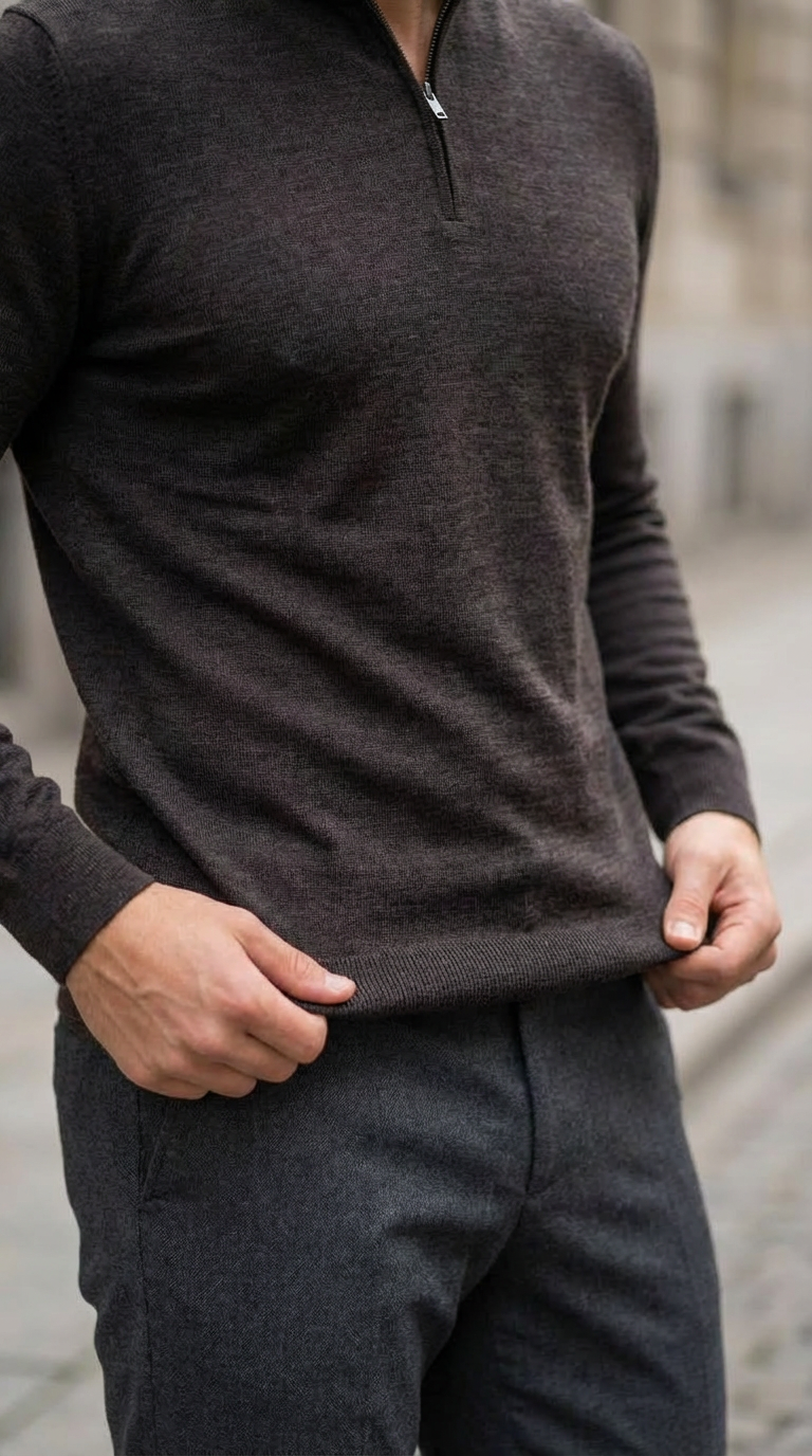 Dark Brown Half-Zip Pullover