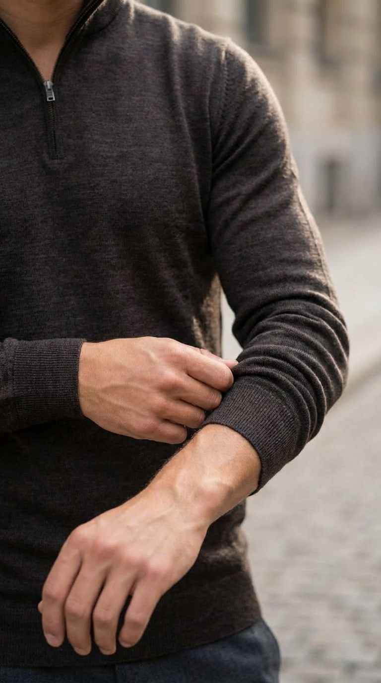 Dark Brown Half-Zip Pullover