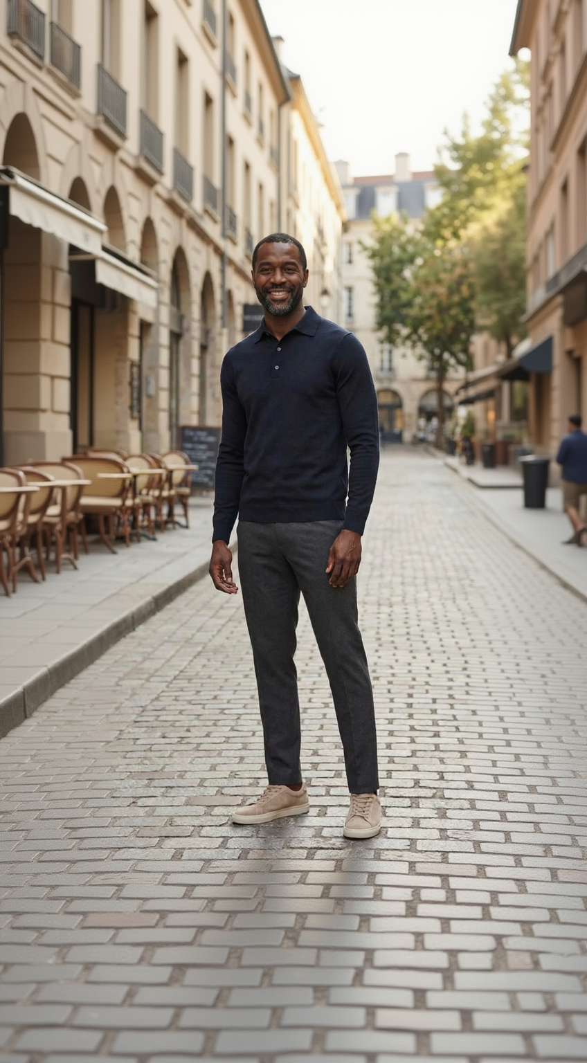 Navy luxury basic one piece polo