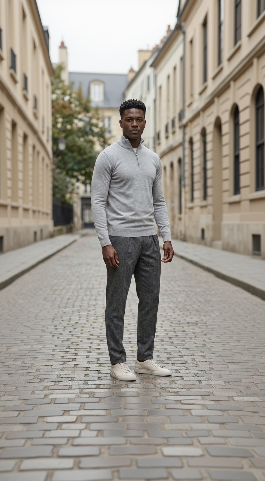 Grey Half-Zip Pullover