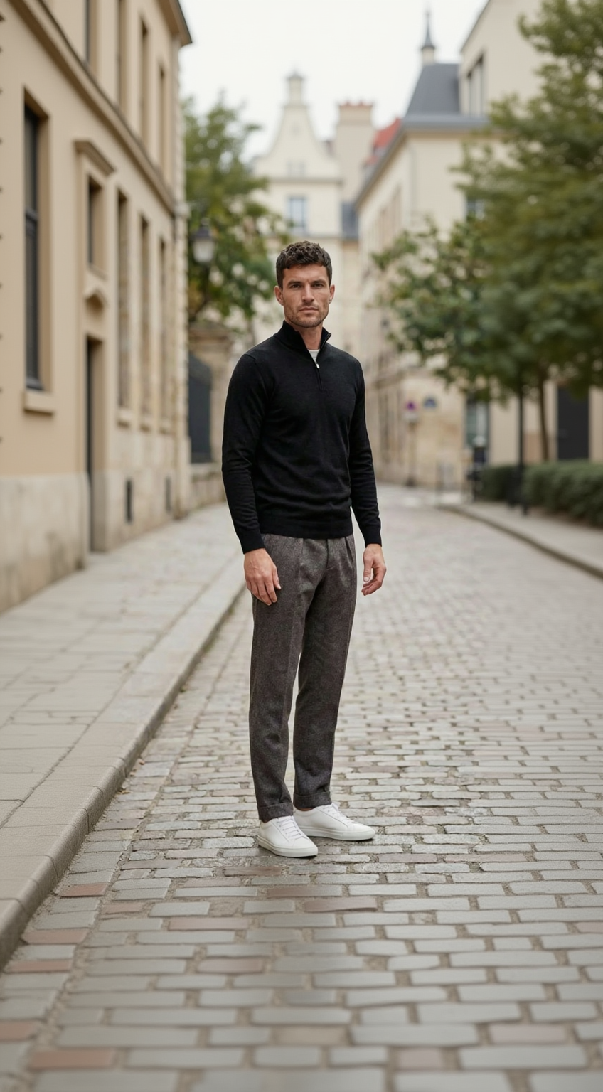 Black Half-Zip Pullover