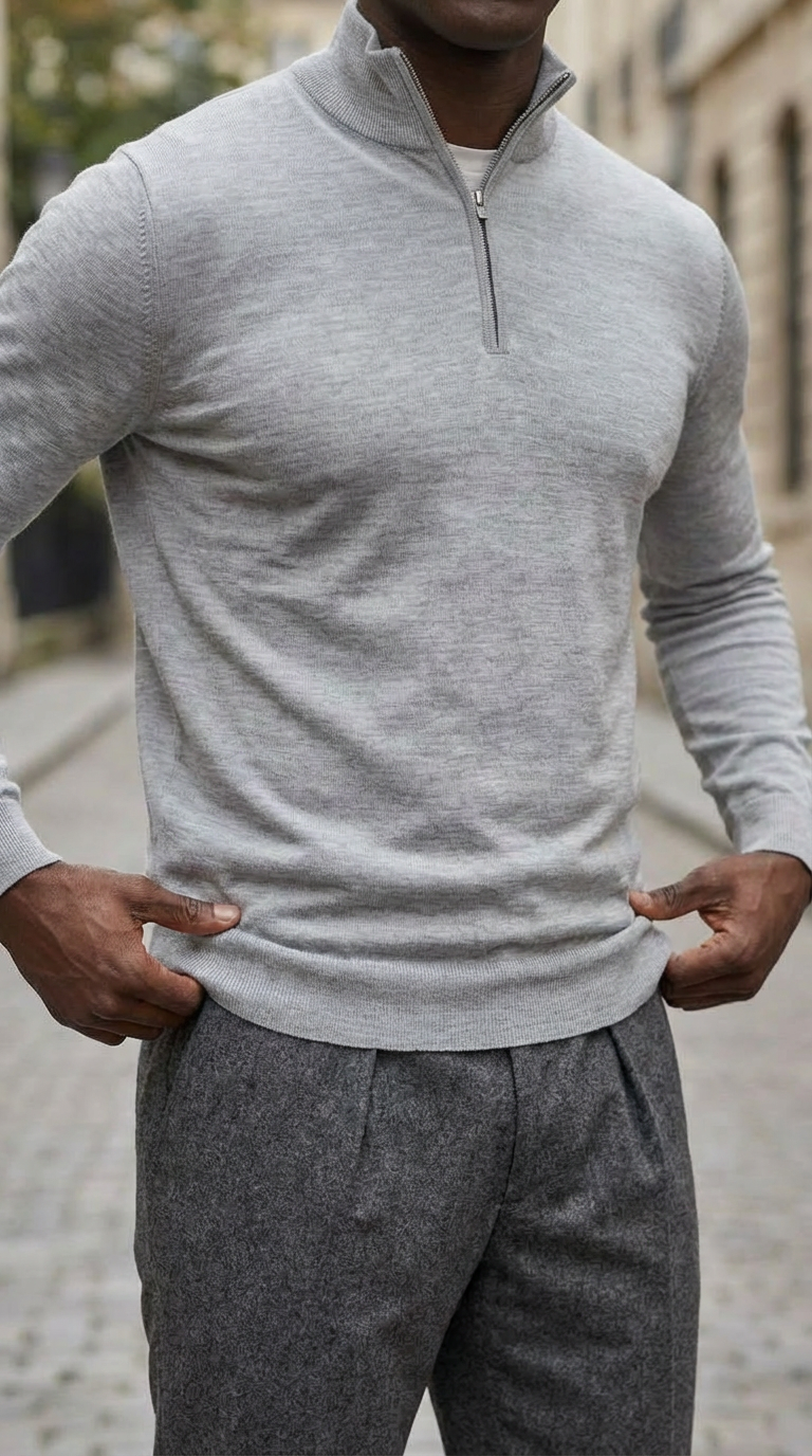 Grey Half-Zip Pullover