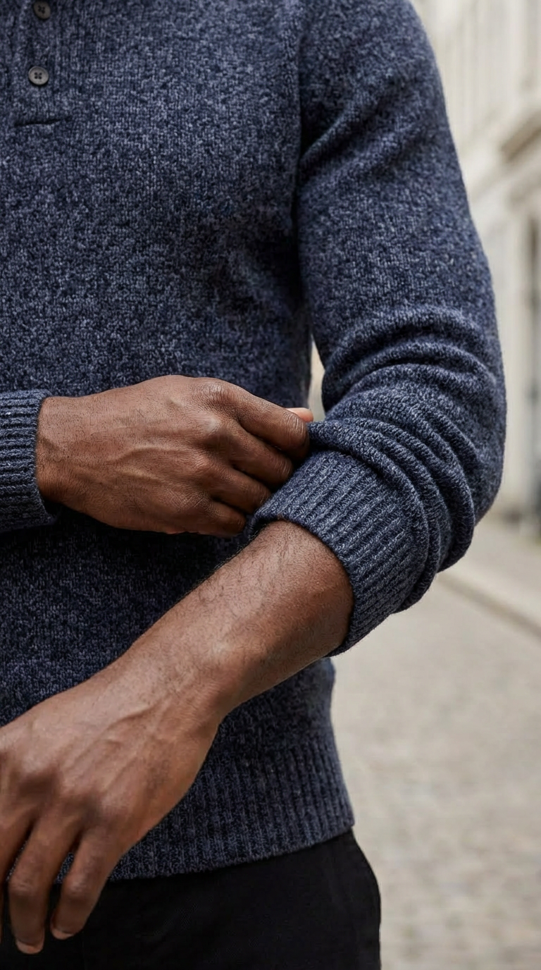 Navy boiled wollen polo