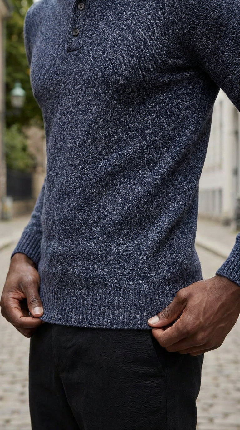 Navy boiled wollen polo