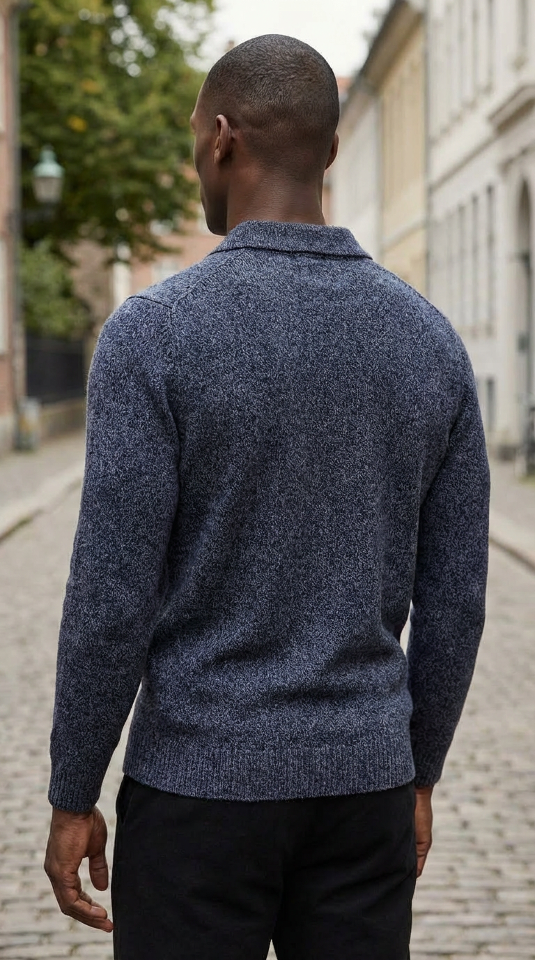 Navy boiled wollen polo