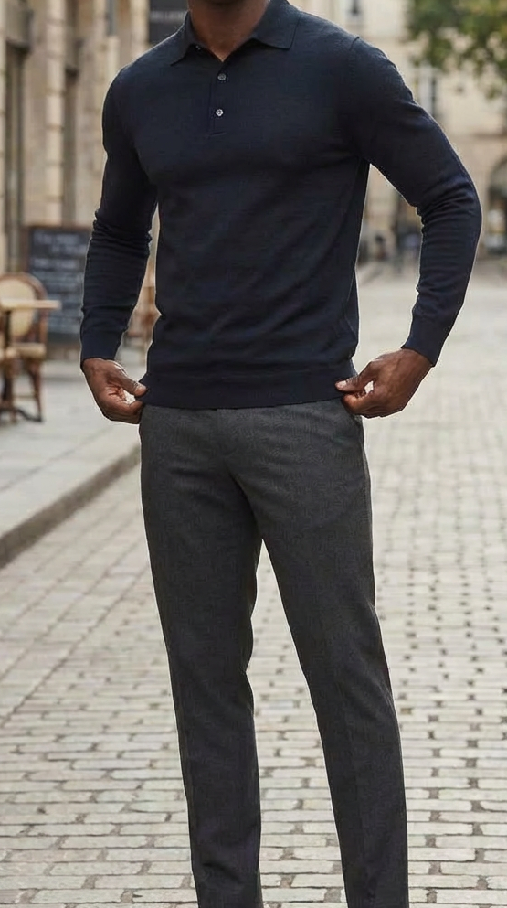 Navy luxury basic one piece polo