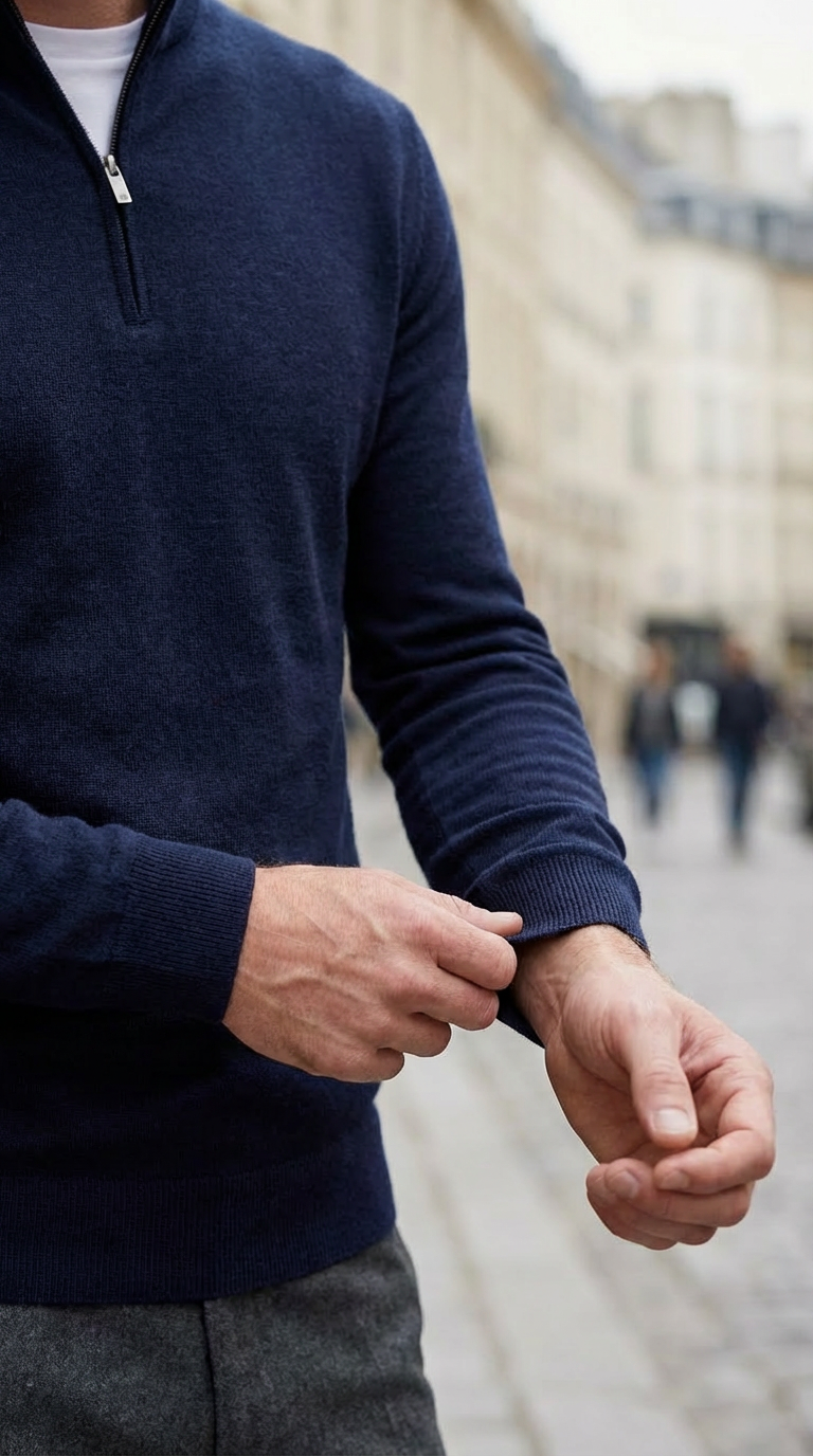 Navy Merino Half Zip