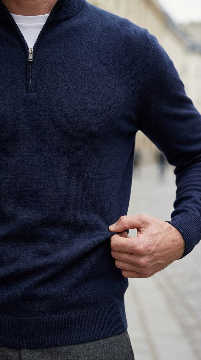 Navy Merino Half Zip