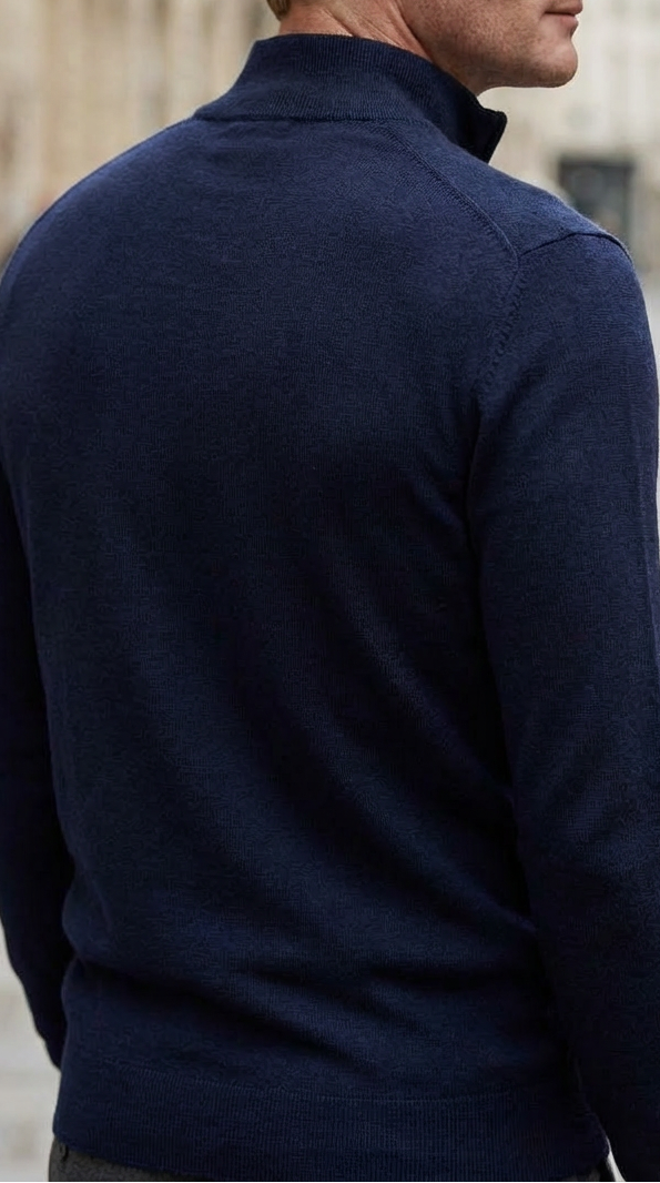 Navy Merino Half Zip