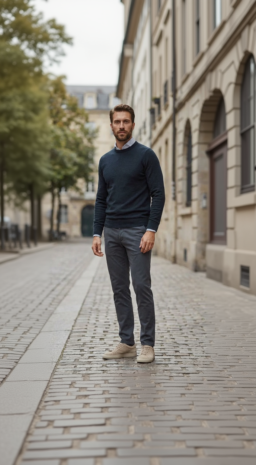 Navy structure crewneck